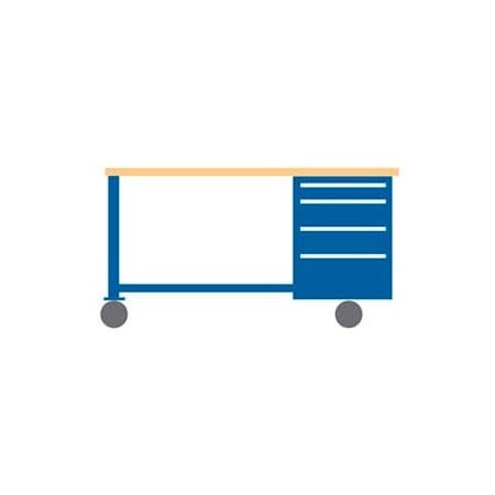 Lista International 72x30x37.25 Cabinet & Leg mobile workbench w/4 drawers/wood & pressed wood top WB2200-LTS7230-BB